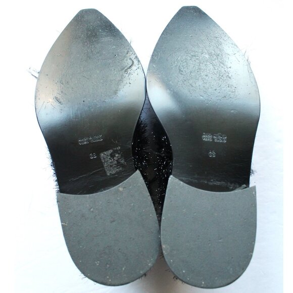 Simone Rocha Tinsel Faux Fur Leather Brogues / Size 38 / Jet Black Runway Chunky - Picture 9 of 11